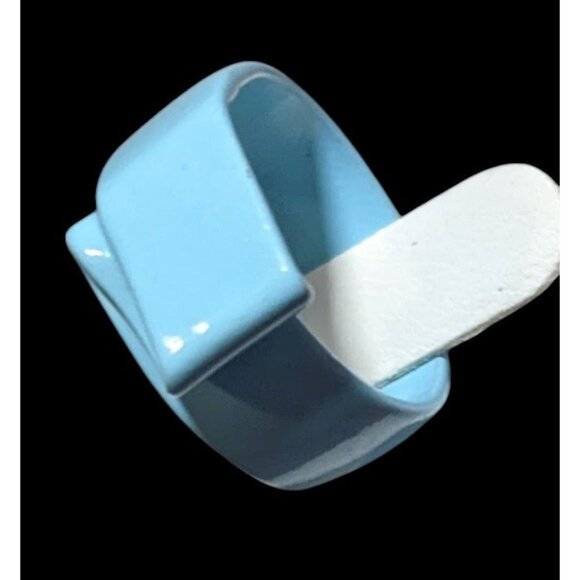 Abstract Blue Metal Enamel Finished Fashion Ring Size 8 - Picture 6 of 12